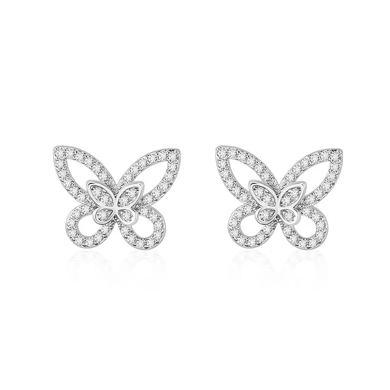 Butterfly Fairy Full Diamond Hollow Phantom Premium Stud Earrings