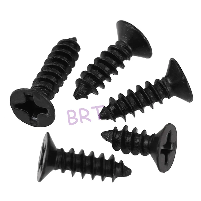 

100Pcs M1 M1.2 M1.4 M1.7 M2 M2.3 M2.6 M3 Mini Micro Small Black Carbon Steel Cross Phillips Flat Countersunk Head Screw Bolt