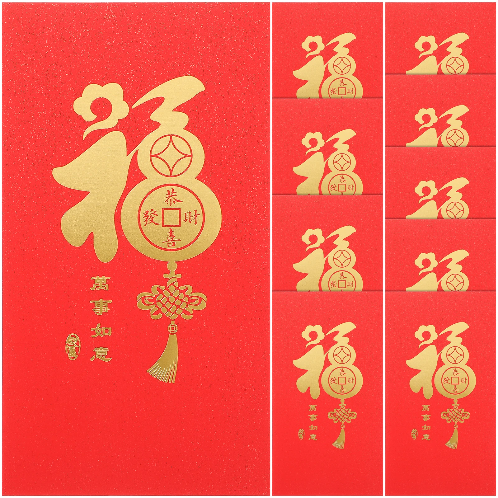 

10pcs Chinese New Year Red Envelopes Traditional Lucky Money Pouches Festive Paper Packets Wedding Birthday Celebration Spring