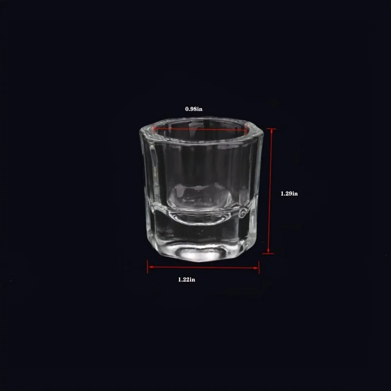 1 o 2 piezas de copas octagonales pequeñas de cristal para manicura sin tapa, copa especial para líquido para hacer uñas de cristal 2027 3