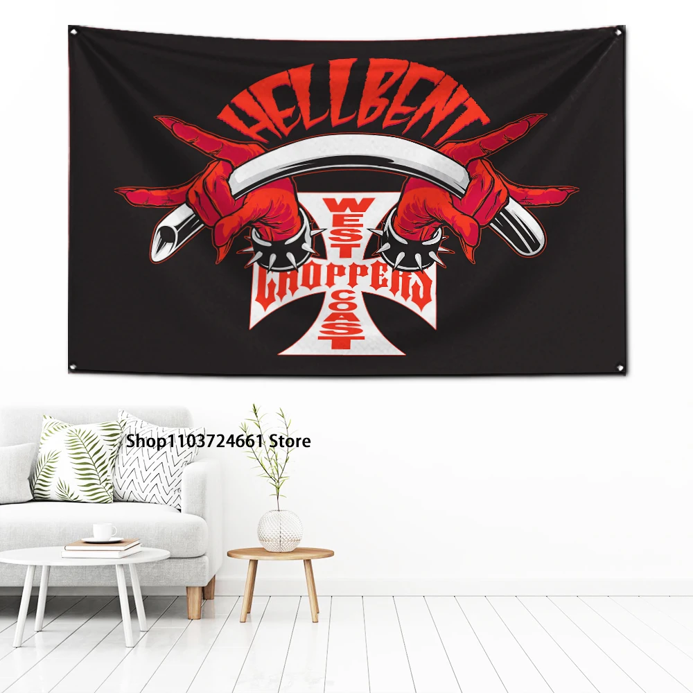 60x90cm West Coasts Chopper Motorcycle Flag Polyester Digital Printing Banner for Garage Wall Art Out Door Decoration