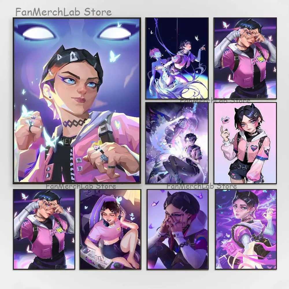 

Popular V-Valorant C-Clove Poster High Quality Dorm Living Room Aesthetic Wall Decoration Painting Stickers Gift