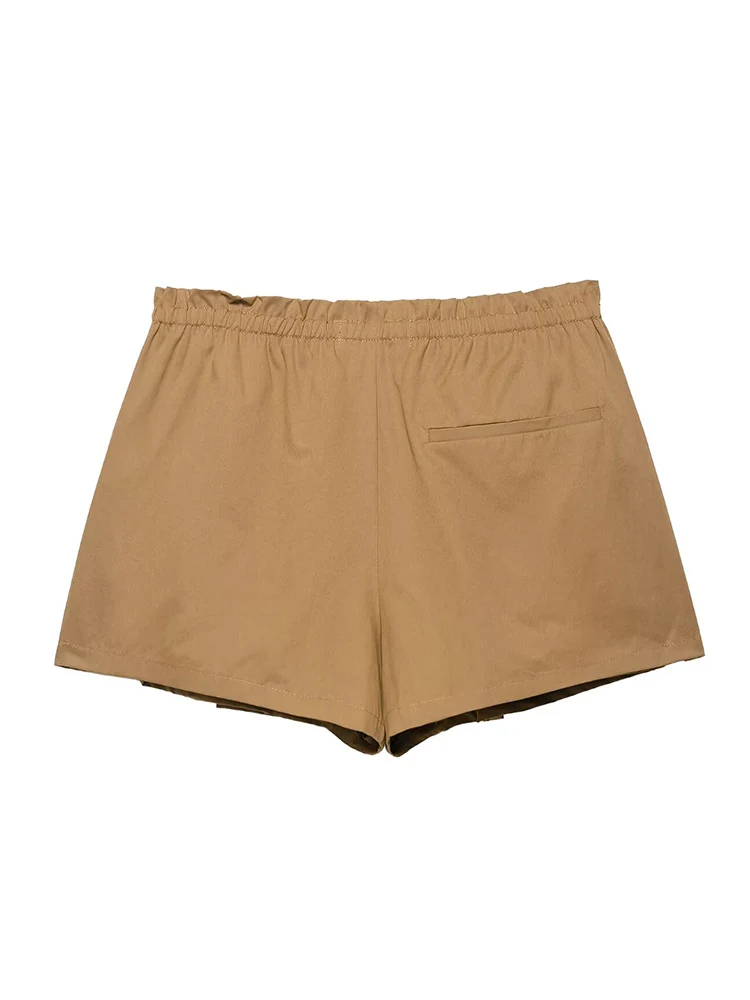 الخريف النساء تنورة السراويل عالية الخصر شيك مزدوجة الصدر الديكور تنورة صغيرة السراويل موضة 2025 جديد الترفيه سراويل للسيدات #4