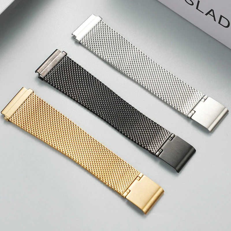 Watch strap For Casio A159W-N1 A158WA A168 F91 AE-1200 AE-1300 small square series Milan woven student mesh belt watchband