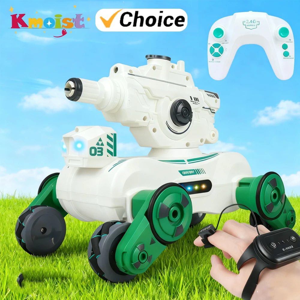 2.4G 4WD RCカー戦車、リモコンジェスチャーセンシングロボットバトル、犬のおもちゃスプレートラック戦車、子供向け電子玩具ギフト