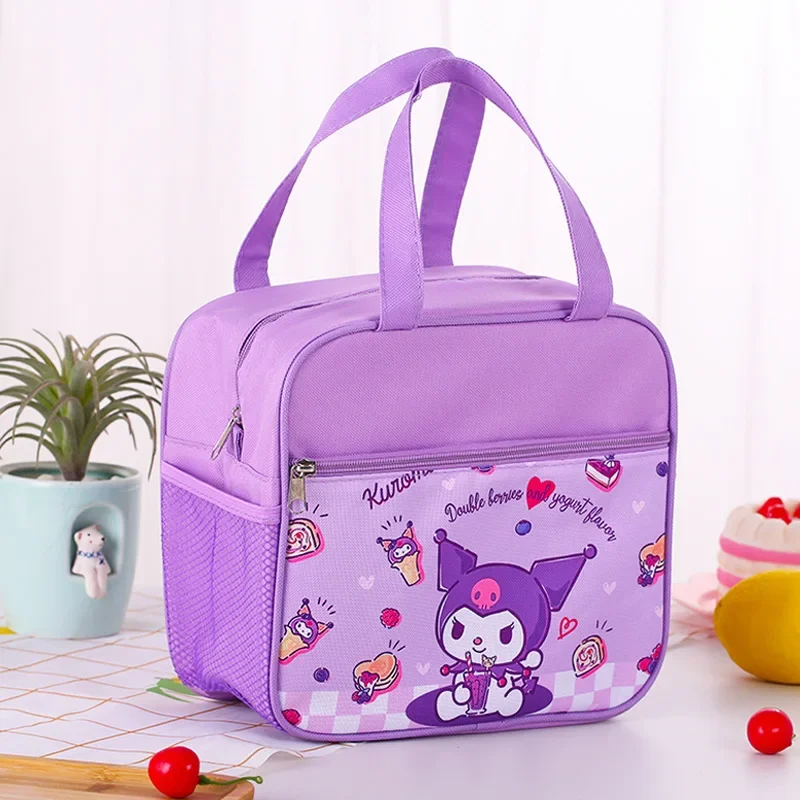 Cute Sanrio Kawaii Lunch Box Bag for Kids Cartoon My Melody Kuromi Insulated Bag Portable Food Storage Bag