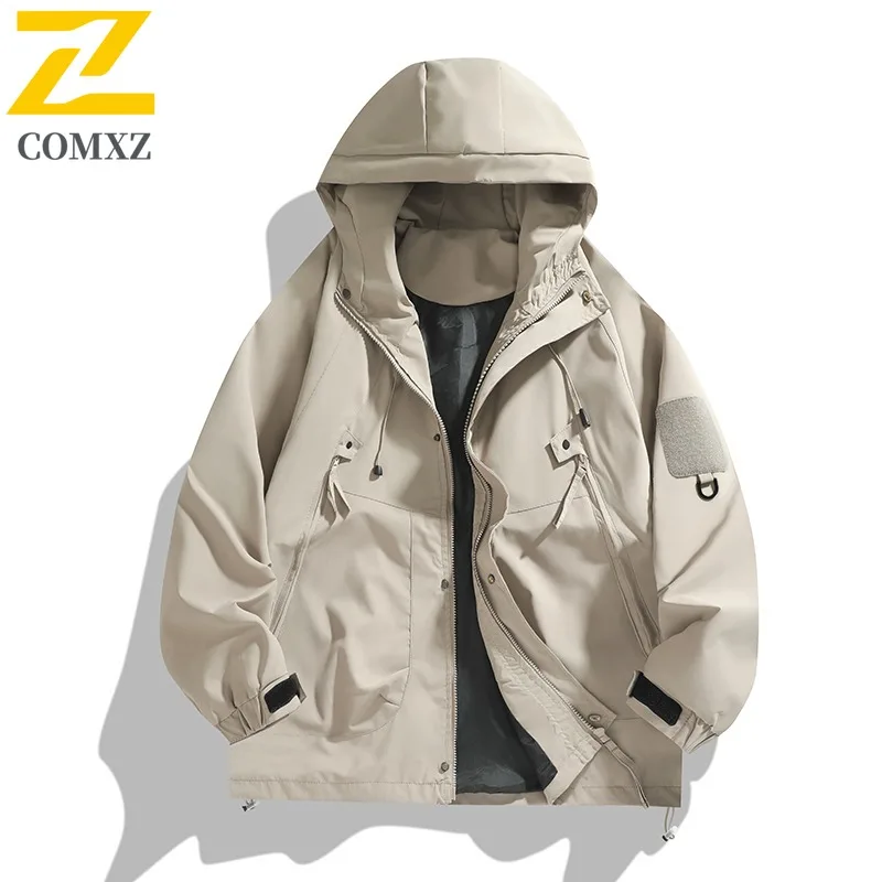 

COMXZ уличная куртка с капюшоном, мужская ветрозащитная мотоциклетная куртка премиум-класса для альпинизма, повседневная уличная легкая осенняя одежда