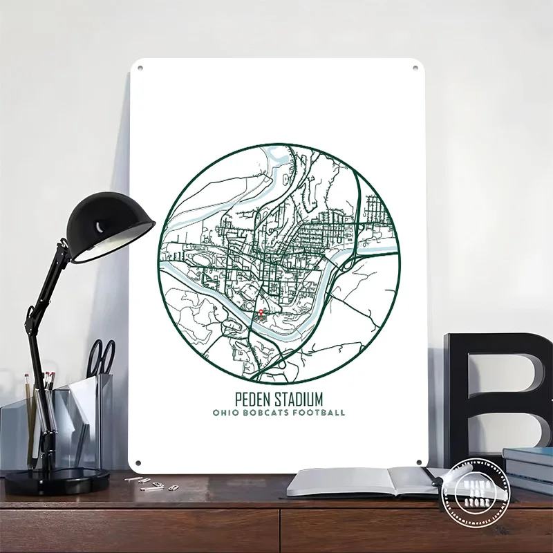 Ohio Bobcats Football Poster Retro 3D Printed Metal Signs Customized Wall Hanging Gift for Living Room Decoration Man Wand Deko