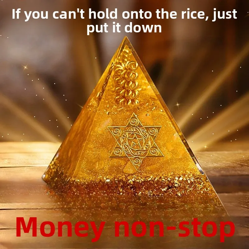 Wealth Citrine Crystal Pyramid Money Drawing Stone Desktop Decor For Office Shop Home Attract Abundant Fortune