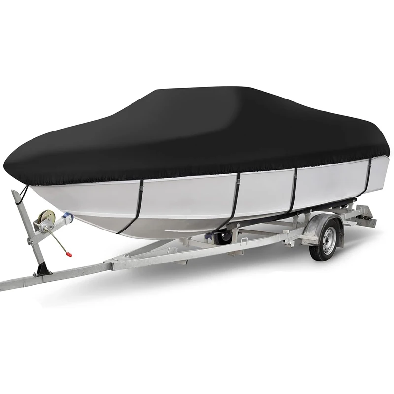 Capa de barco 17-19 pés com tampa do motor, capas de barco rebocáveis de lona marinha resistente 900D à prova d'água
