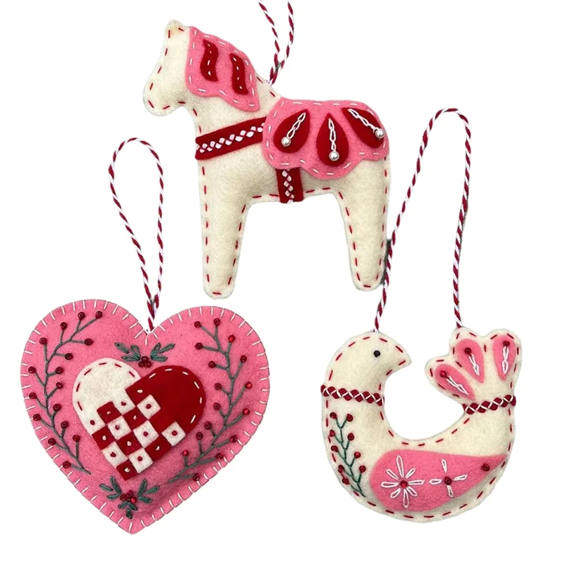 

Стильные фетровые поделки, вышивка из фетра, лошадь, птица, сердце, набор для вышивания, скандинавские народные украшения ручной работы