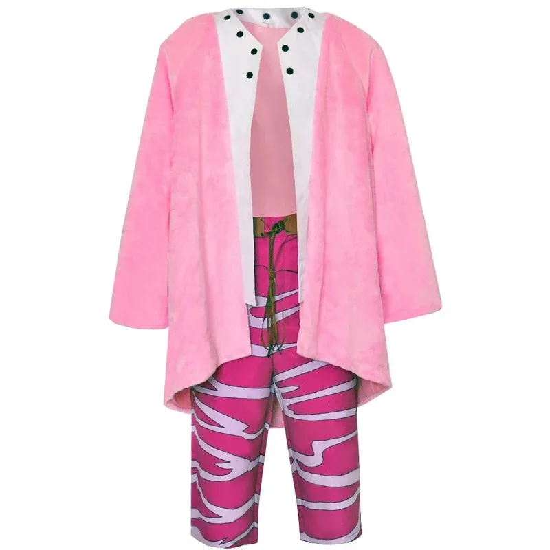 2025 anime donquixote doflamingo cosplay traje adulto homem óculos rosa camisa casaco roupas halloween carnaval festa disfarce su