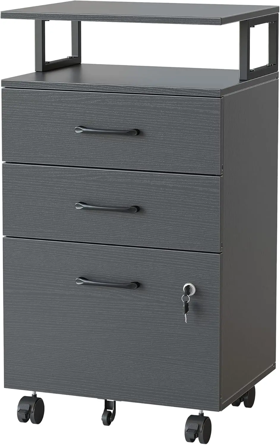 

File Cabinet with Lock for Home Office, 3-Drawer Rolling Filing Cabinet, Home Office File Cabinet for A4/Letter/Legal Size