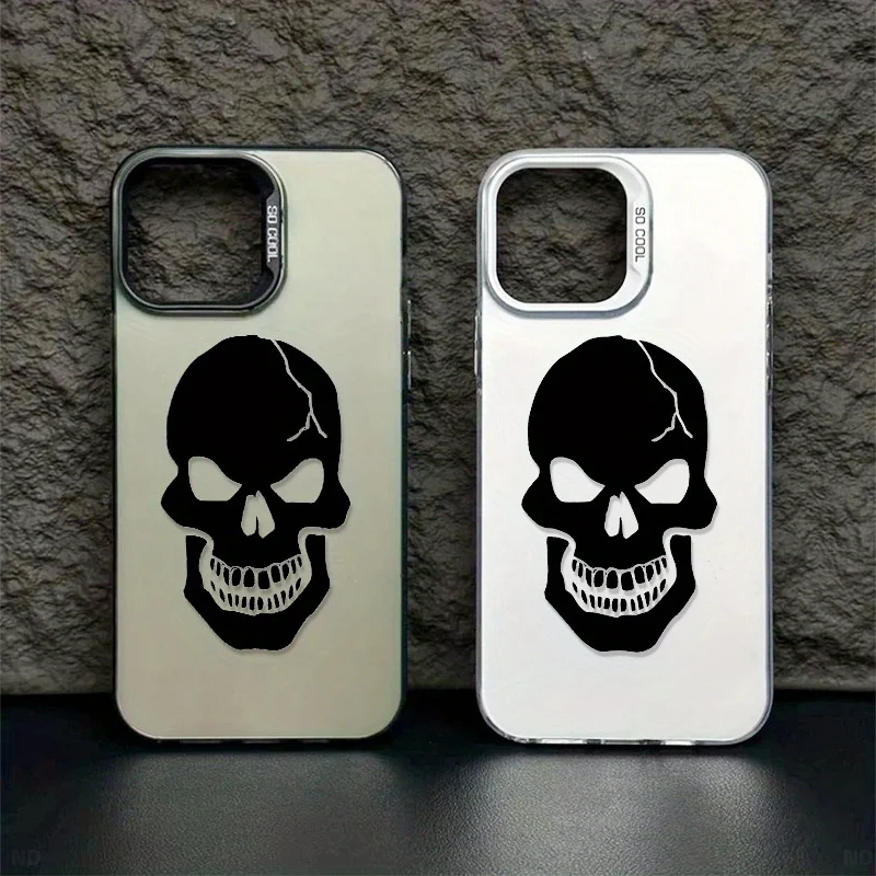 

Smile Skull Pattern Phone Case for iPhone 16 15 14 13 12 11 Pro/ Max/Plus Shock-proof Back Cover Anti-Fingerprint