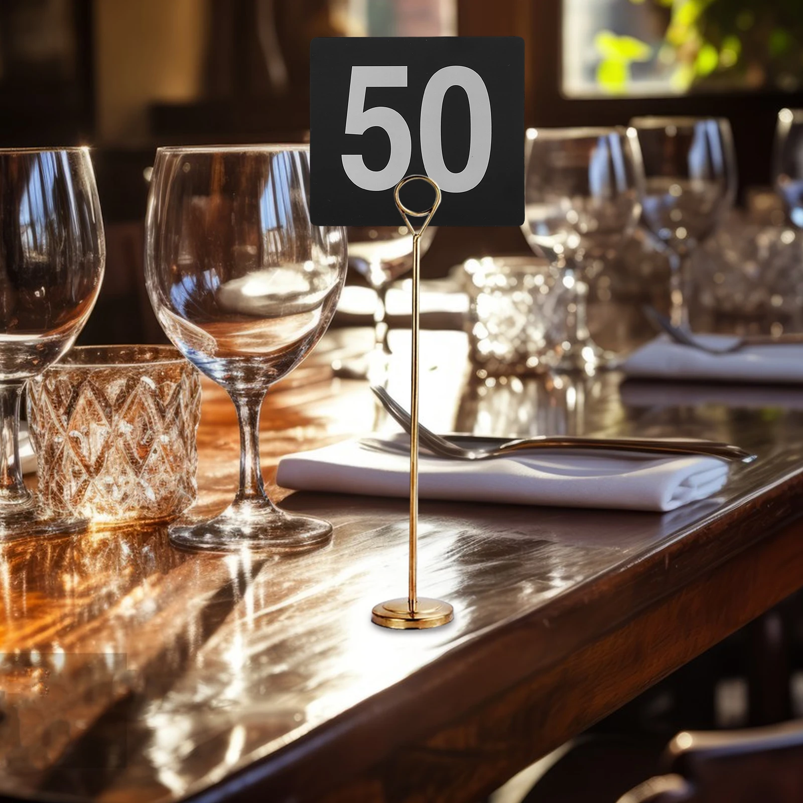 

50pcs Table Number Cards Double Sided Black White PVC Restaurant Signs Wedding Seating 95X100mm Material Versatile Use
