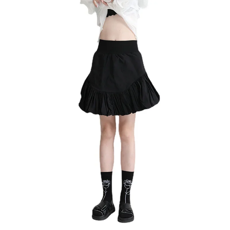 

Mini Skirts White Cloud Women Summer Bubbles Bud Short Skirt Black Elastic High Waist Slim Micro Skorts Clothes Fashion Clothing