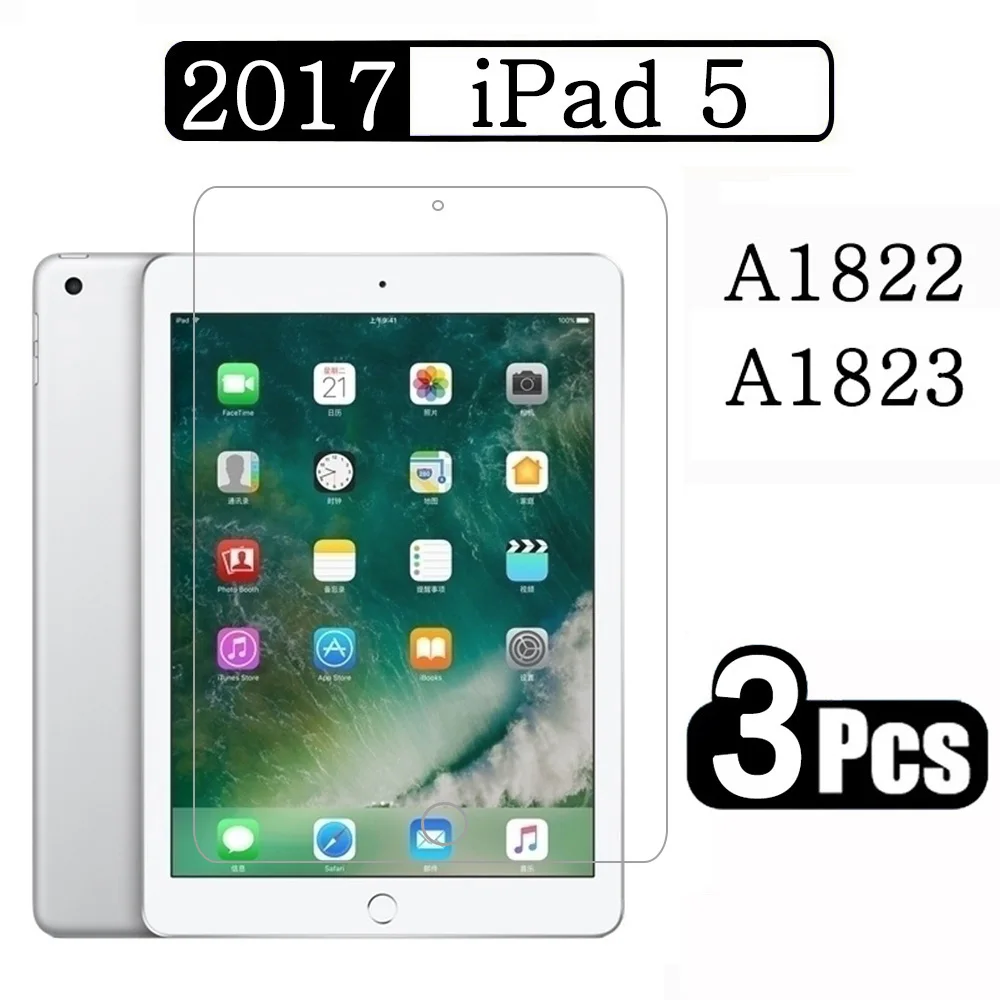 

(3 Packs) Tempered Glass For Apple iPad 5 9.7 2017 5th Generation A1822 A1823 Anti-Scratch Tablet Screen Protector Film