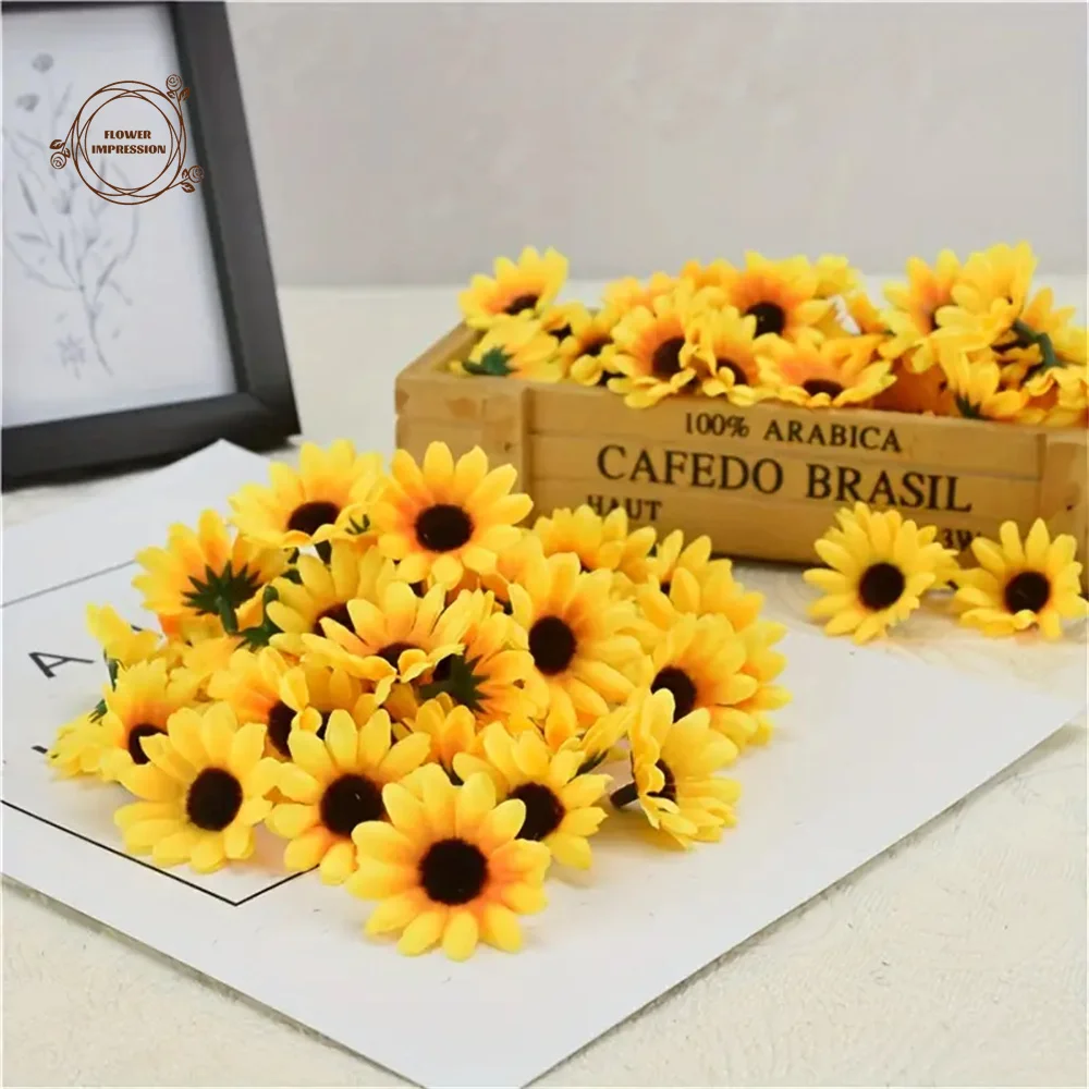 50/100PCS Silk Chrysanthemum Heads Outdoor Artificial Rattan Material DIY Crafts Wedding & Christmas Decorations Sunflower Daisy