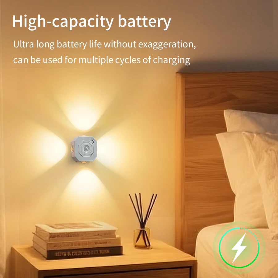 Rechargeable LED Spotlights Night Light Motion Sensor Spot Light Magnetic Wall Lamp Ambient Light for Bedroom Cabinet Hallway