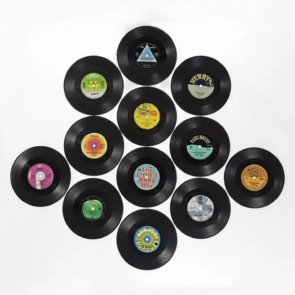 Anti-slip Coffee Coasters Vinyl Record Cup Coaster Retro Heat Resistant Music Drink Mug Mat Table Placemat Home Decor