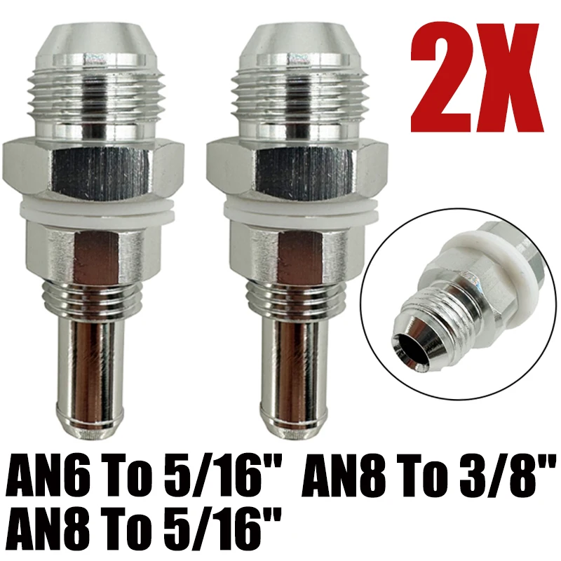 

Адаптер-переходник 2X AN6 AN8 (наружная резьба) на штуцер для шланга 5/16 или 3/8 дюйма для топливного насоса, бака, модифицированный, алюминий, серебристый