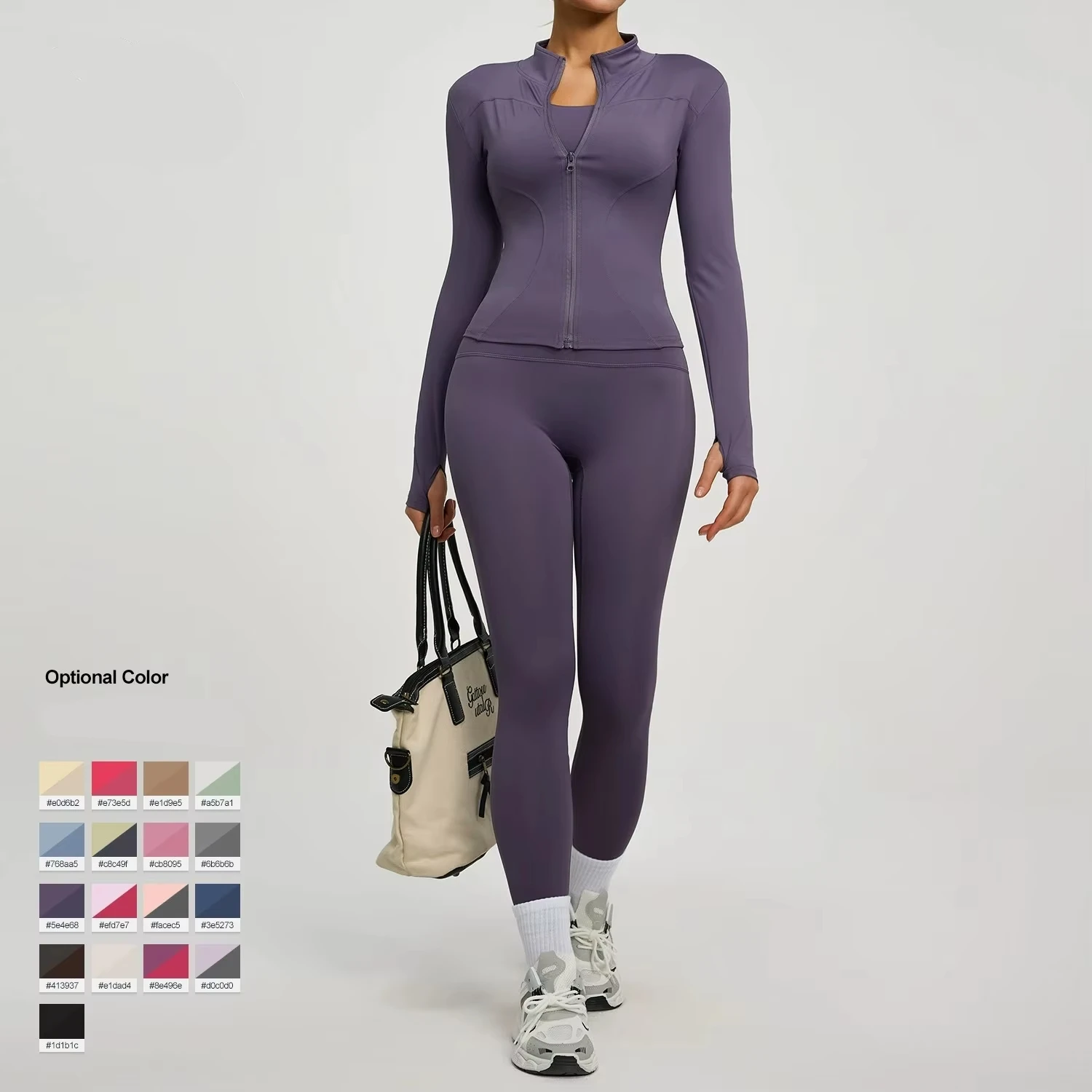 2026 Gym Set 2 Piece Yoga Women's Tracksuit Long Sleeve Jacket Sport Top High Waist Leggings Fitness Breathable Wokrout Clothes