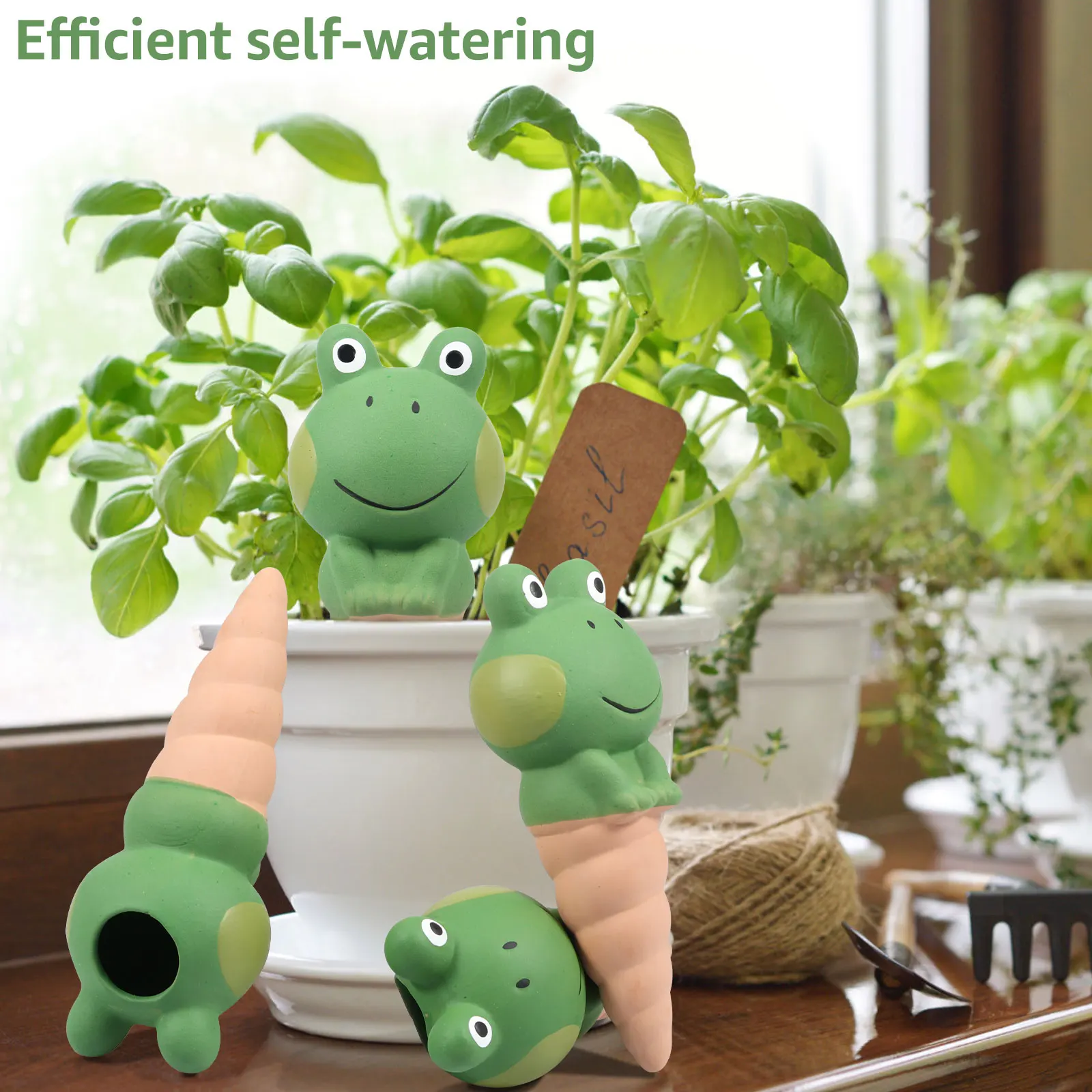 4Pcs Ceramic Self-watering Spikes Cartoon Lazy Automatic Drip Irrigation System Water Dripper Device for Indoor Outdoor Plants
