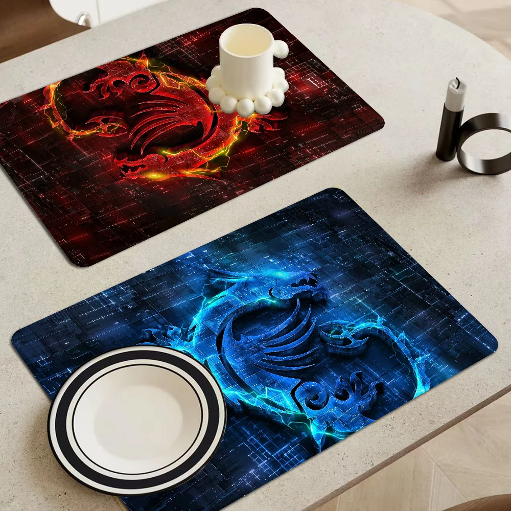 

Custom Skin MSI Dragon Logo Coffee Mat Dish Draining Mat Drying Mat Quick Dry Bathroom Drain Pad Kitchen Faucet Placemat