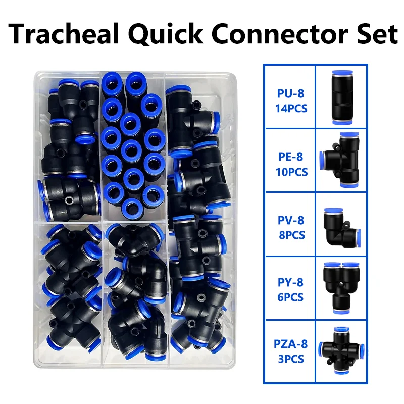 

41 PCs Boxed Pneumatic Connectors Kit 8mm 6mm Outer Diameter of The Hose Pipe Tube Air PU-8/PE-8/PZA-8/PY-8/PV-8