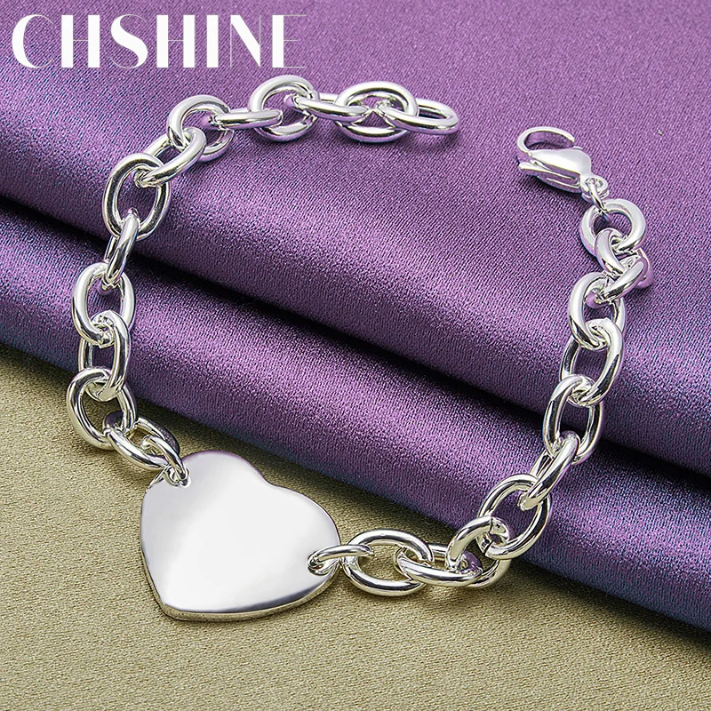 

CHSHINE 925 Sterling Silver Heart Brand Pendant Bracelet For Women Wedding Party Fashion Charm Jewelry