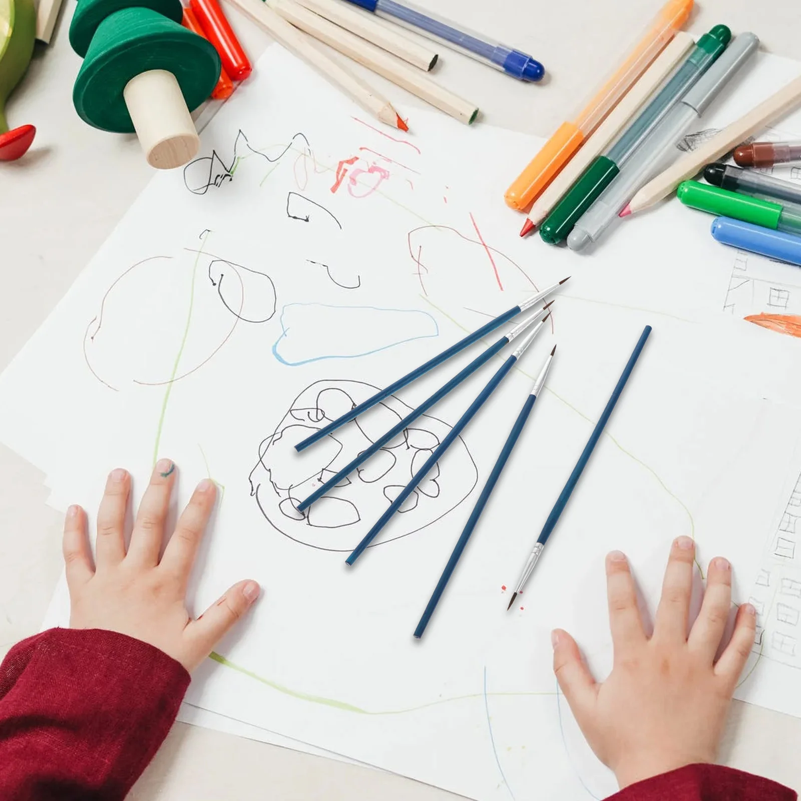 100 stuks premium penselen met houten handvat, flexibele nylon borstelharen voor acrylolie, aquarel, nail art design pensel