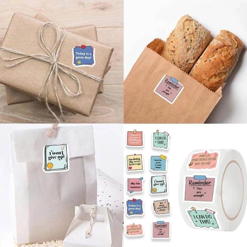 

500Pcs Motivational Quote Sticker Aesthetic Label Sealing Sticker for Water Bottle Laptop Scrapbook Journal Skateboard H8WD
