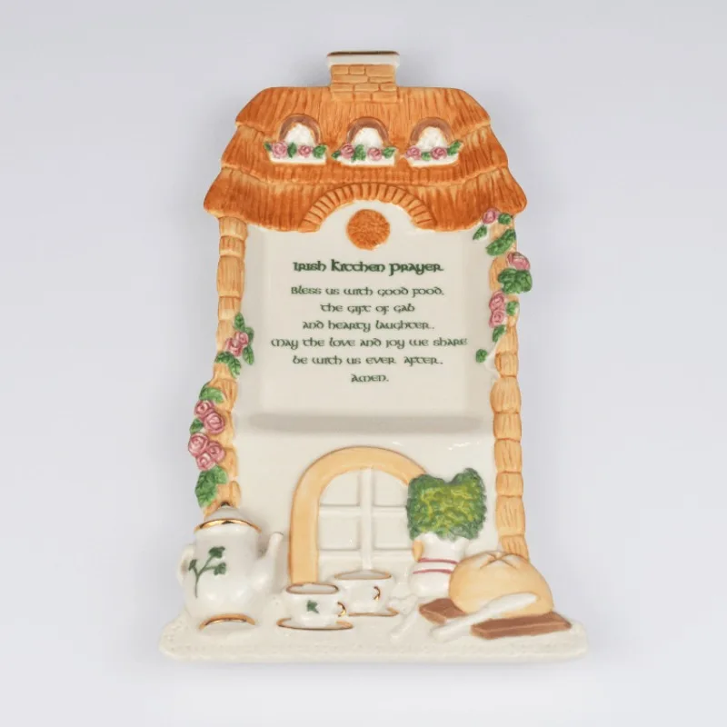 Irish Gold-painted Relief Hand-painted House Rectangular Plate Fruit Plate Tableware Plate