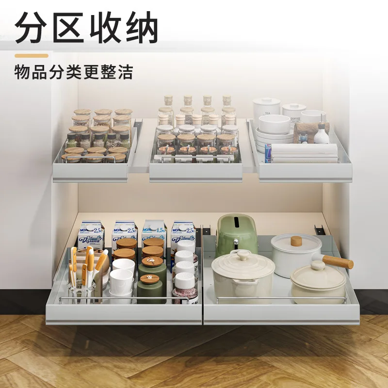Stainless steel kitchen pull-out rack under sink basket