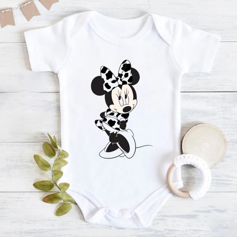 Cute Minnie Mouse Baby Girl Clothes Newborn Babies 0 to 3 Months Jumpsuit Summer 100% Cotton Bodysuits for Infants