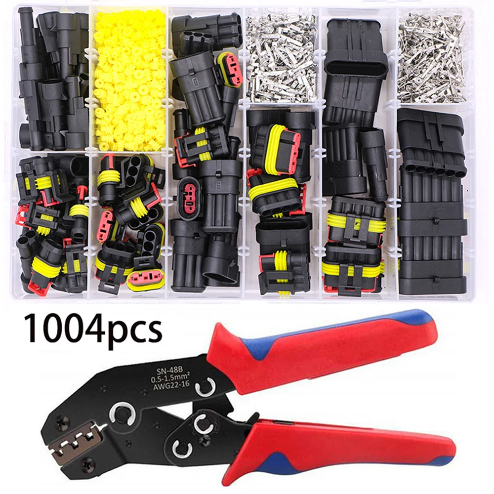 1004PCS 1-6Pins HID Waterproof Connectors 43 Sets Car Marine Seal Electrical Wire Connector Plug Truck Harness 300V 12A Kit