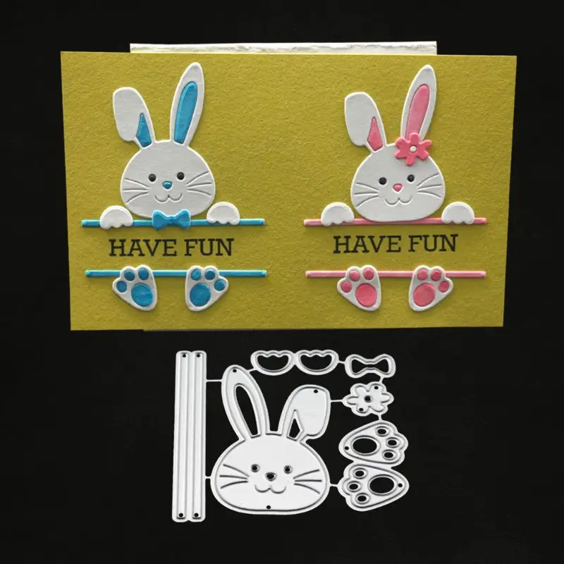 Nơ Thỏ Cắt Kim Loại Chết stencil dùng Học DIY Album Tem Thẻ Giấy Dập Nổi Trang Trí