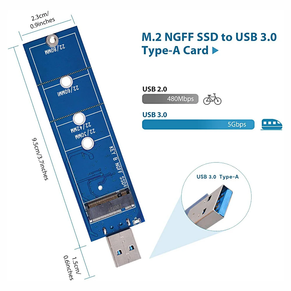 Adaptador de disco duro M.2 NGFF SSD, convertidor de transferencia de datos M.2, USB 3,0 a USB 2,0, 5Gbps