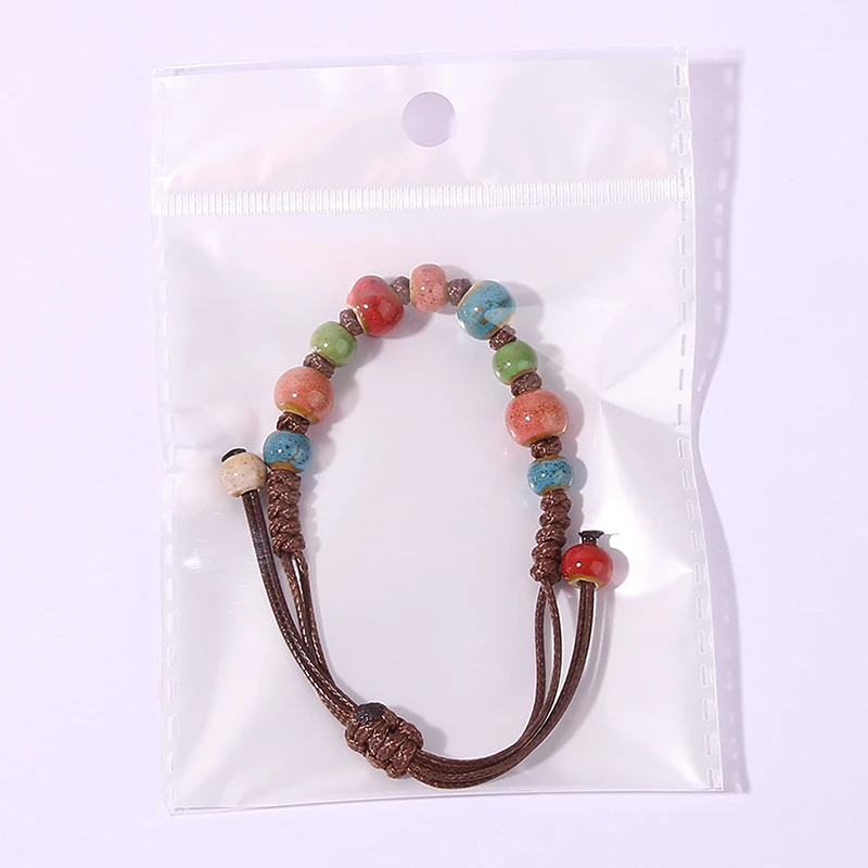 Fashion Ethnic Colorful Ceramic Beads Hand Woven Bracelet For Women Friendship Accessories