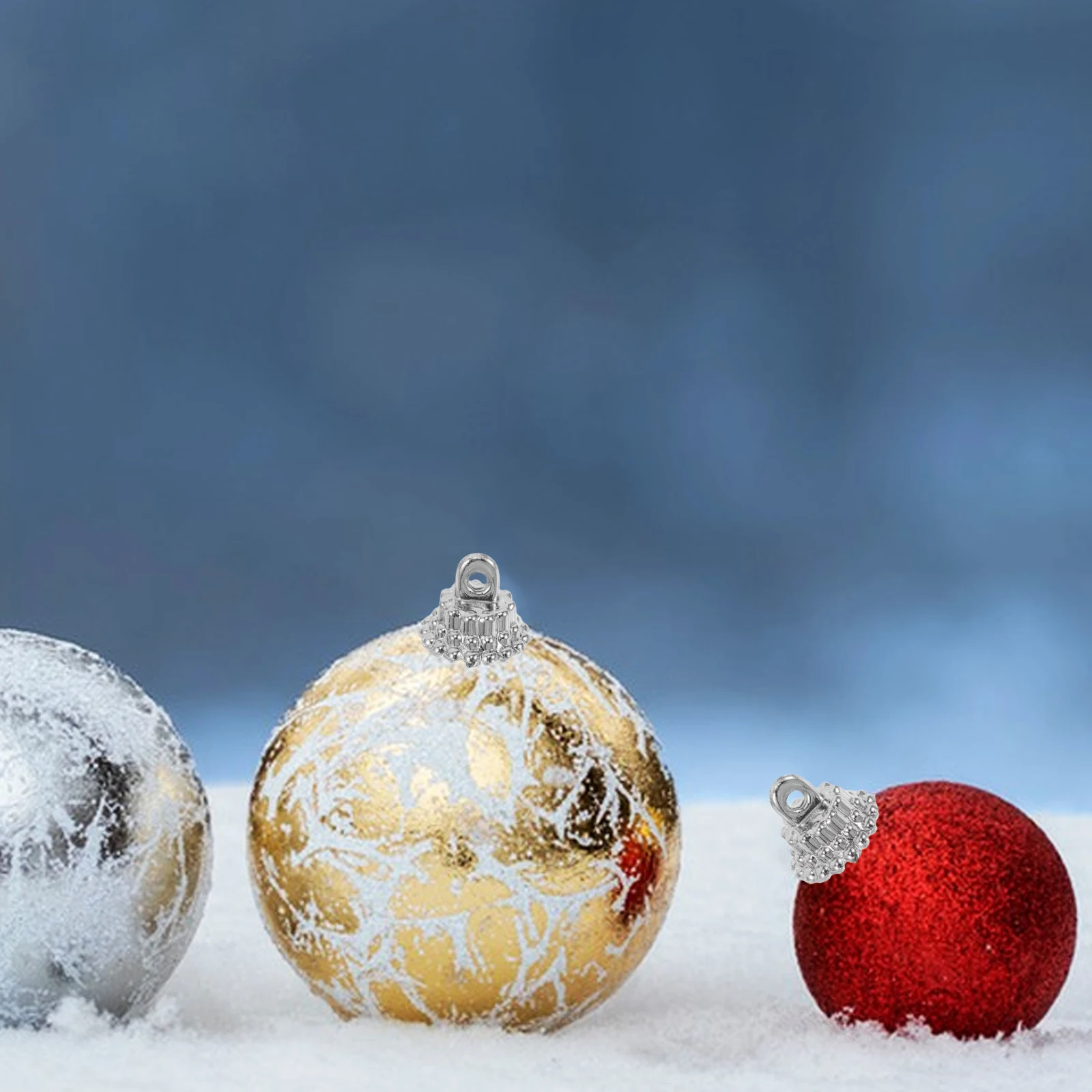 

100Pcs Ball Ornament Holder Caps Sparkly Christmas Tree Decor Accessories for DIY Craft Holiday Party Home Bar Decoration