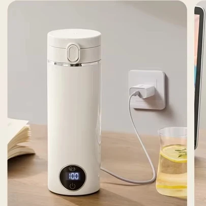 Patent 500ml Two-In-One Plug-In Automatic Heating Water Cup 6-Stage Temperature Control With Tea Storehouse Electric Kettles