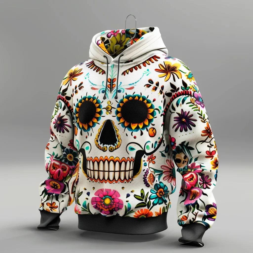 2024 Autumn 5XL Mexican Traditional Retro Style 3D Digital Printed Large Size Sportswear Men\'s Street Hoodie Long Sleeve Hoodie