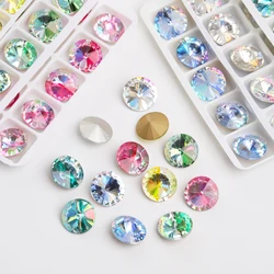 10mm Rivoli Glass Stones Glitter Pointback Rhinestones Nail Art Charms Gems Round Glass Crystals Strass Rhinestones