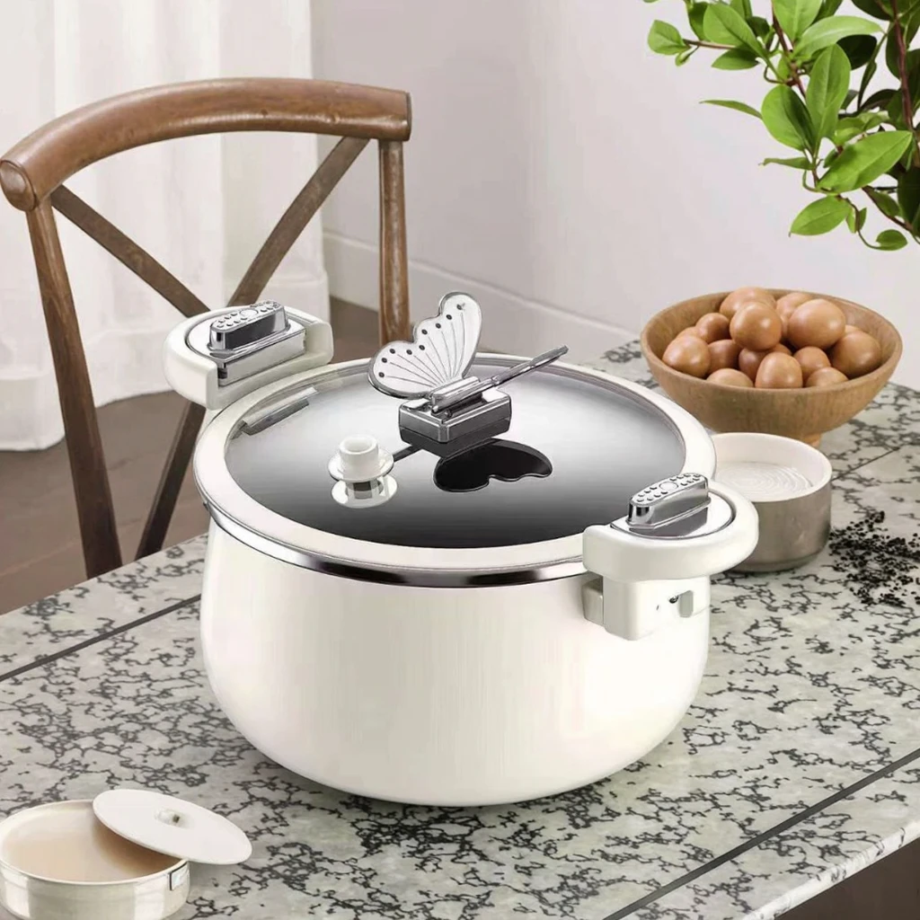 New Household Chubby Cooking Pot Enamel Micro-Pressure Non-Stick Pressure Cooker for Soup and Stew