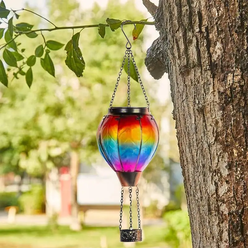 

Hot Air Balloon Solar Powered Lantern Garden Light Waterproof hanging Decoration with candle holder air balloon flickering flame