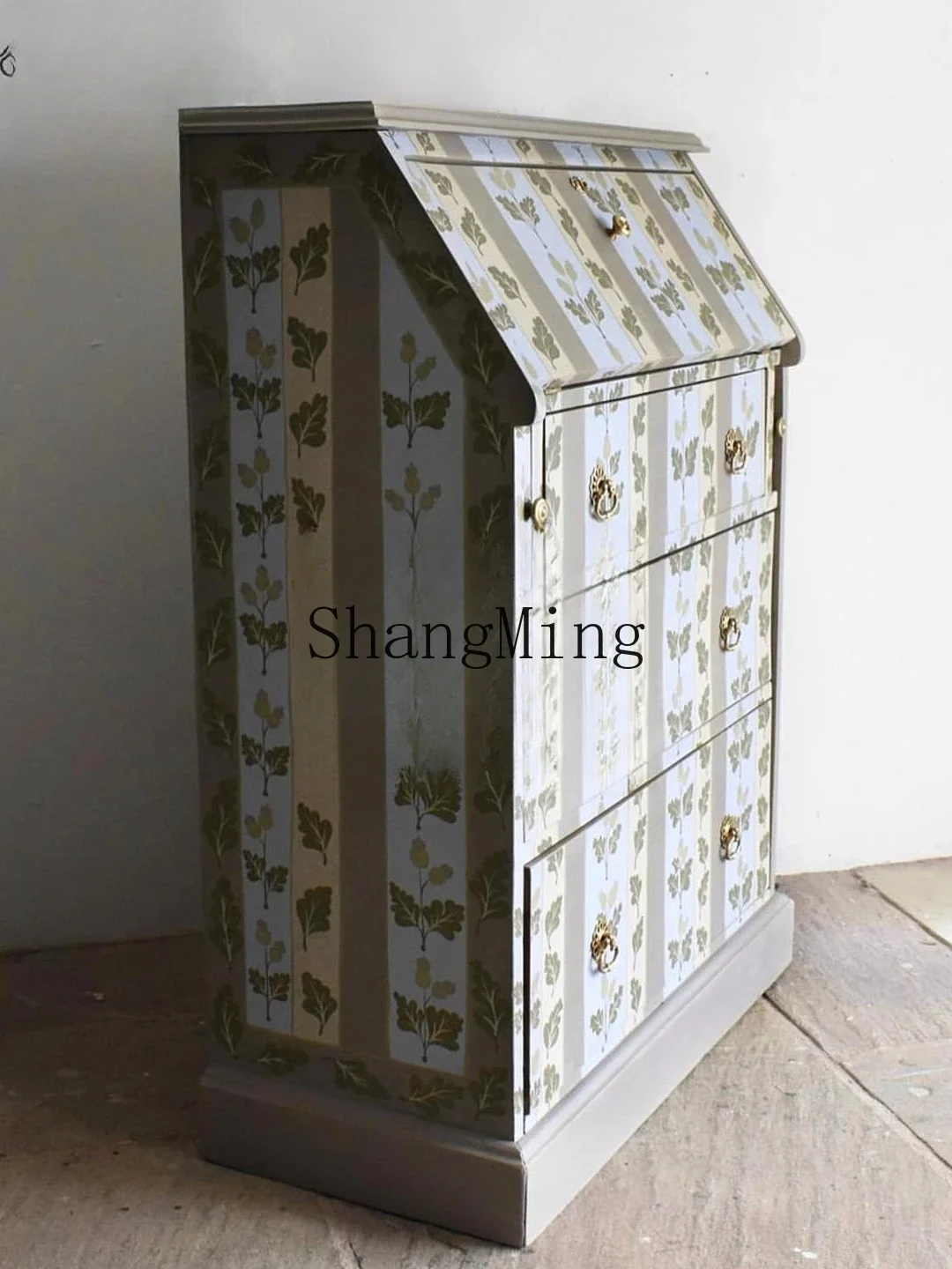 

FG living room storage chest storage cabinet solid wood plant diagram