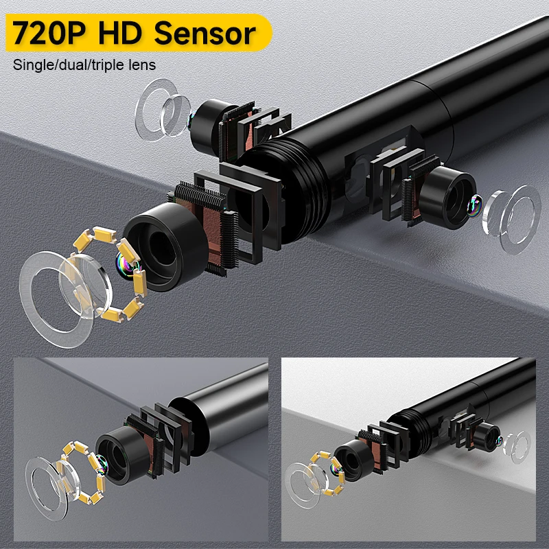 كاميرا المنظار بشاشة IPS مقاس 2.8 بوصة 720P IP67 1-15 متر كابل صلب كاميرا فحص Borescope الصناعية للأنابيب 2600 مللي أمبير في الساعة #2