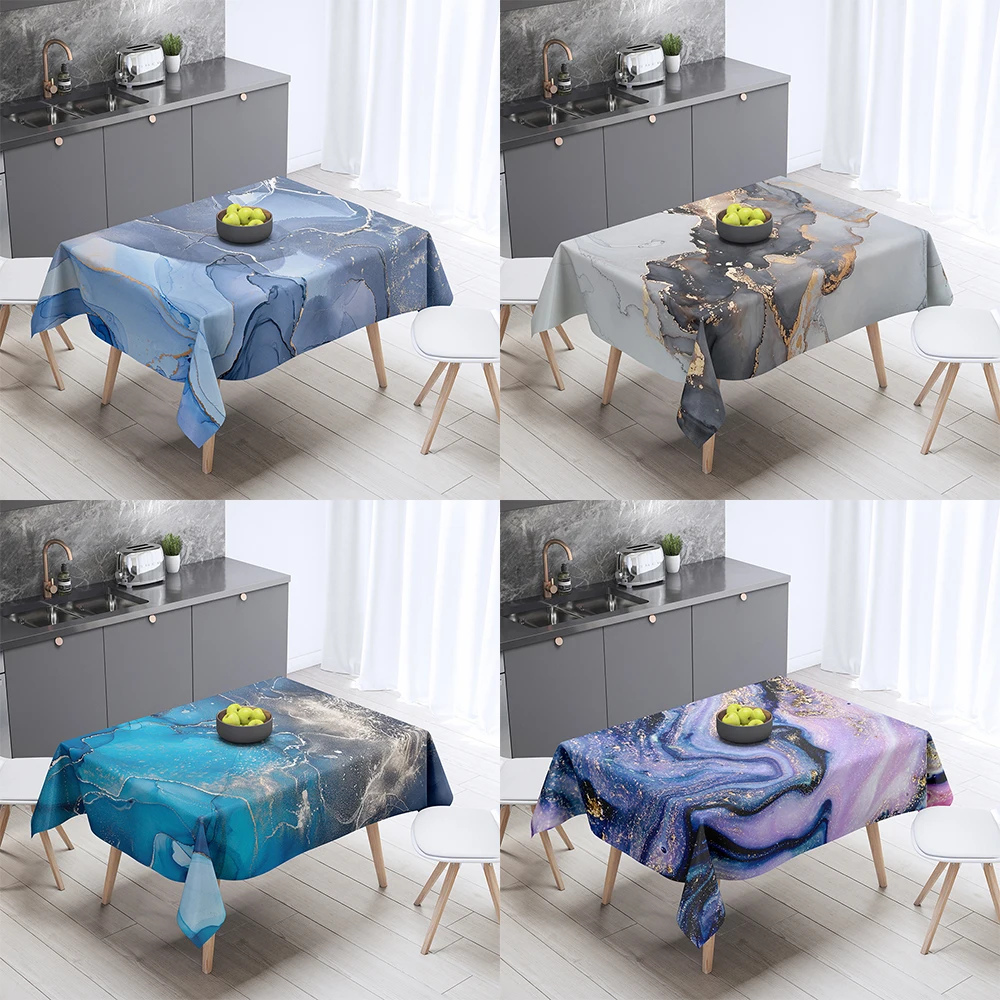 

Smudged Marble Print Pattern Tablecloth Home Decor Rectangular Party Anti-Stain Dust Cover