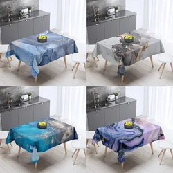 Smudged Marble Print Pattern Tablecloth Home Decor Rectangular Party Anti-Stain Dust Cover