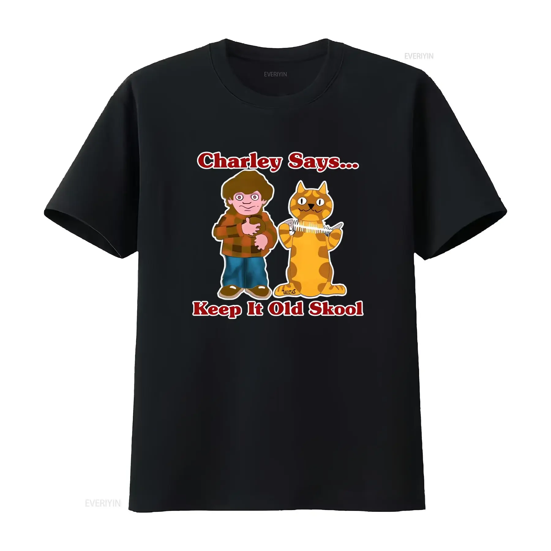 Camiseta Charley Says, Diseño Retro de Anuncios de TV de los 70s y 80s, para Adultos y Niños, Estilo Vintage, Lavado, Elástico y Elegante